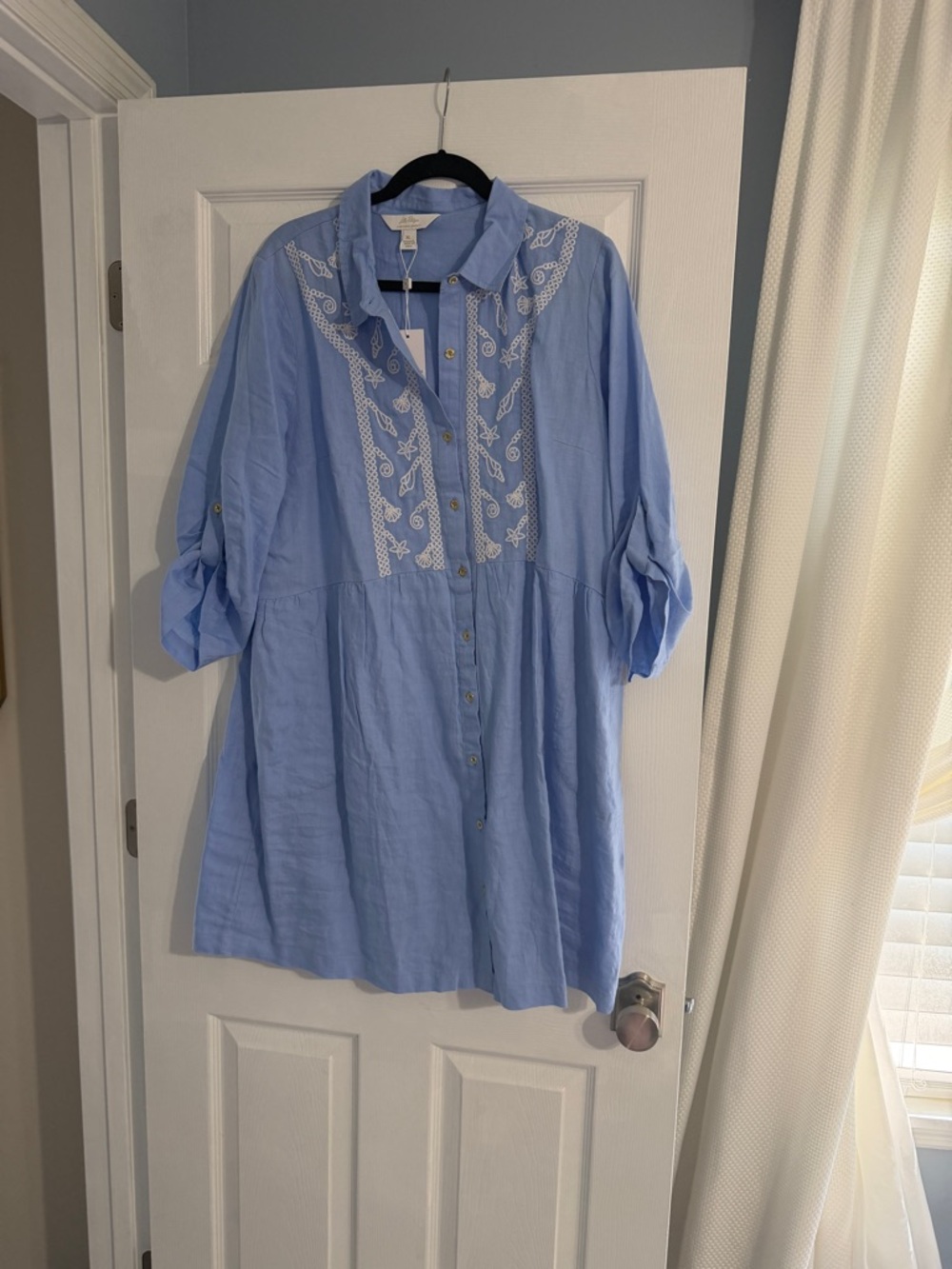 Lilly Pulitzer Jacaranda Blue Embroidered Button Dress